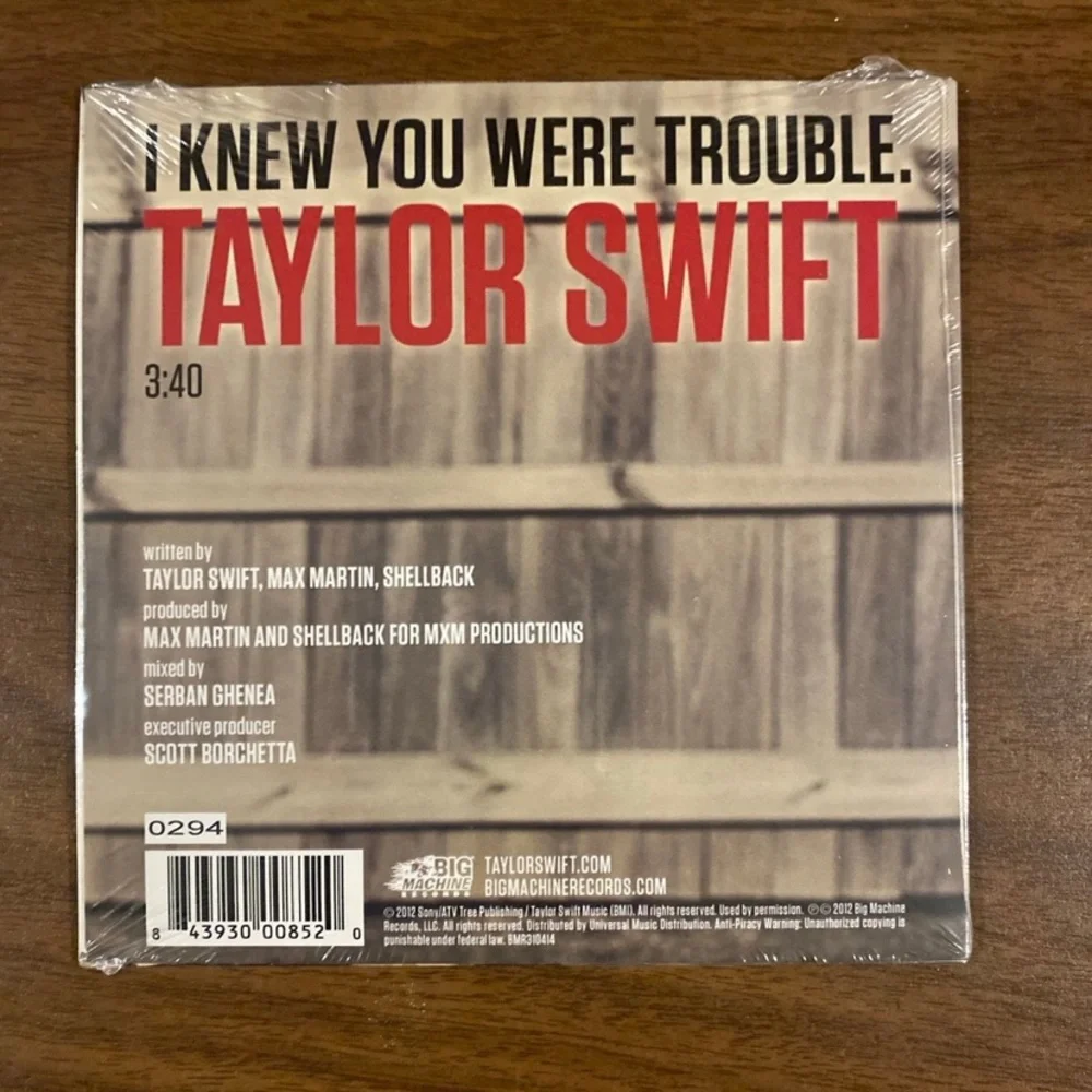 Taylor Swift I Knew You Were Trouble Single Numbered Sealed - Picture 2 of 2